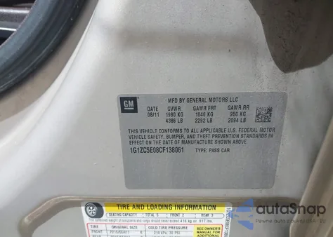 2012 Chevrolet Malibu 1Lt from USA, damaged, VIN 1G1ZC5E08CF138061